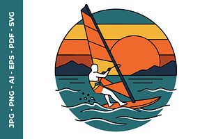 A Person windsurfing on ocean vector, an Object Illustration by nandinigraphics