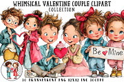 Whimsical Valentine Couple Clipart, an Illustration by OK Design (Thumbnail 1 of 6)