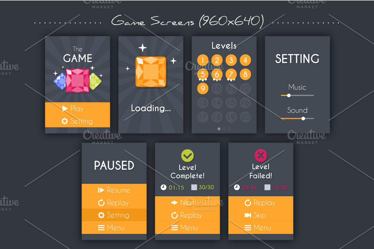 Match3 Gems Puzzle Game Assets Pack, an Object Graphic by Lianella's Shop (Photo 3 of 5)