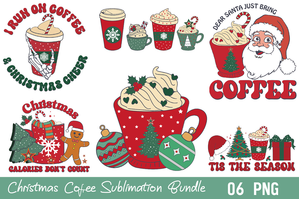 Christmas Coffee Sublimation Bundle, a Seasonal Illustration by Libby Wishes (Photo 1 of 7)