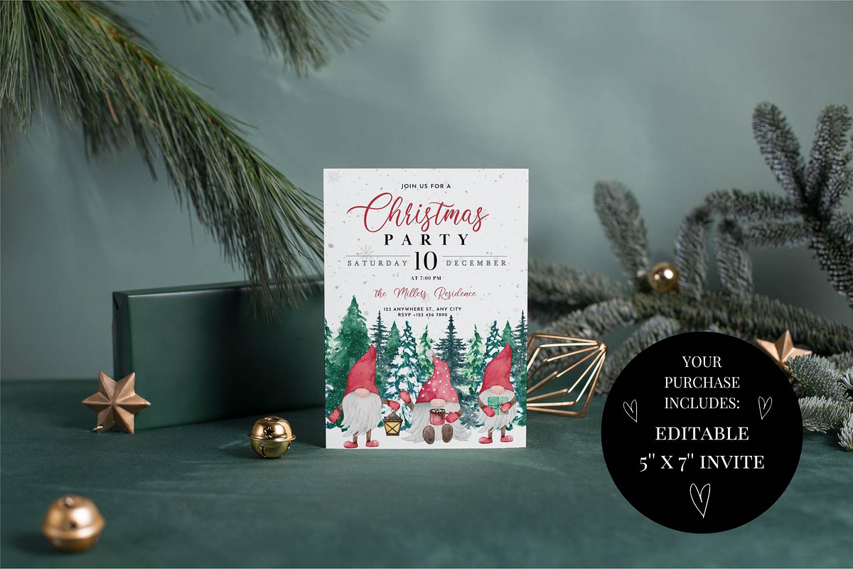 Editable Christmas Invitation, an Invitation Template by ForeverPrint (Photo 4 of 10)