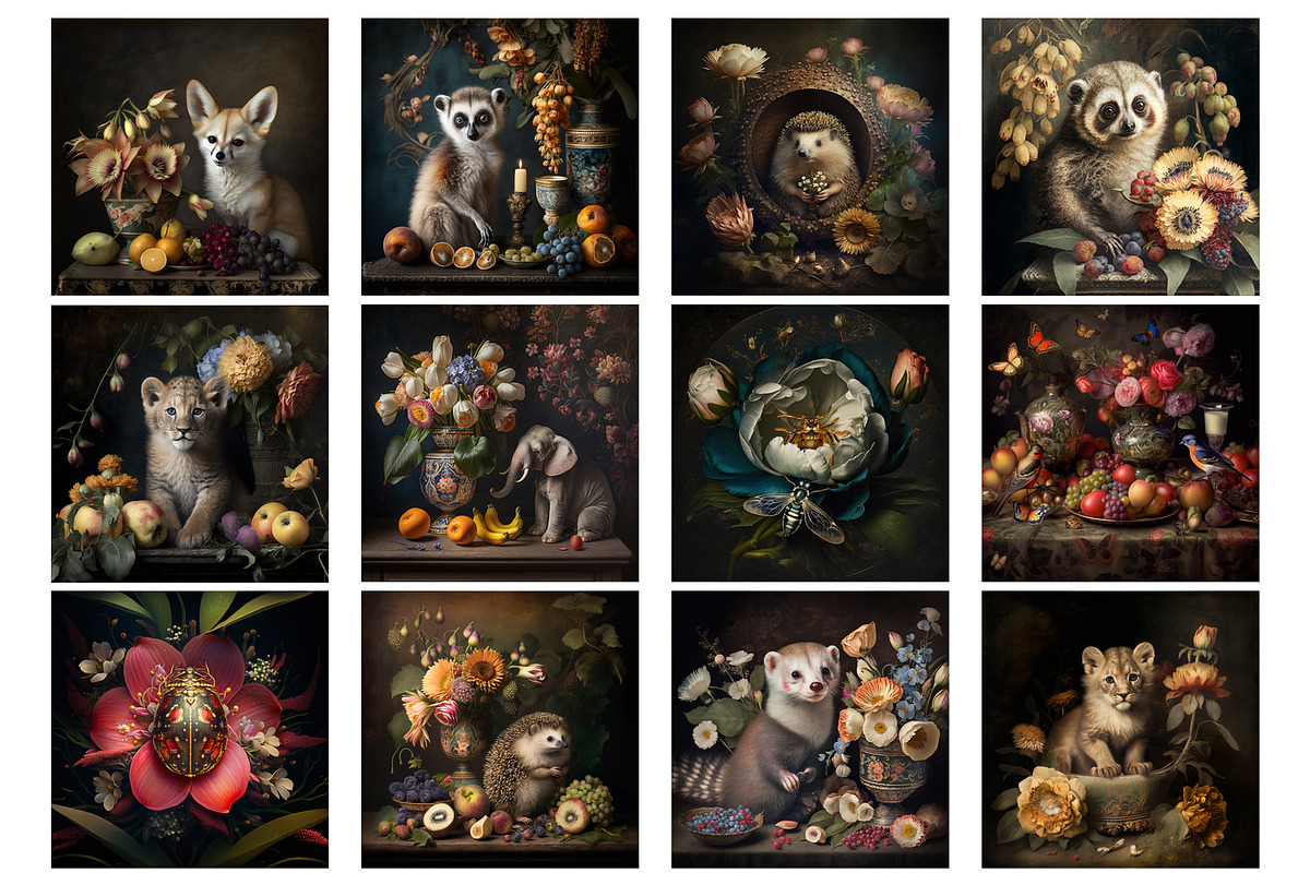 111 Animal Art Still Life Prints, a Background Graphic by YvY (Photo 7 of 11)