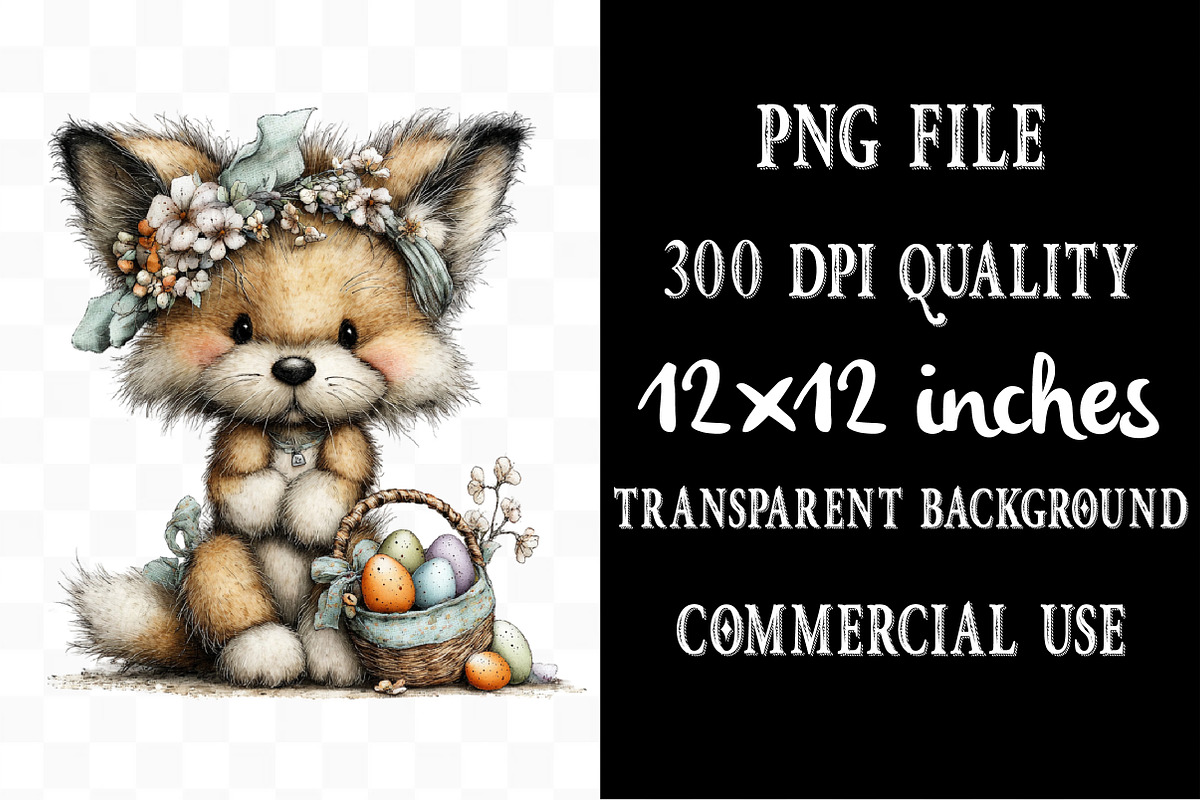 Whimsical Easter Fox Clipart, an Illustration by Designking (Photo 4 of 5)