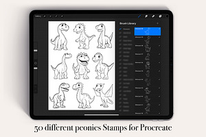 50 Dinosaur Procreate Stamps