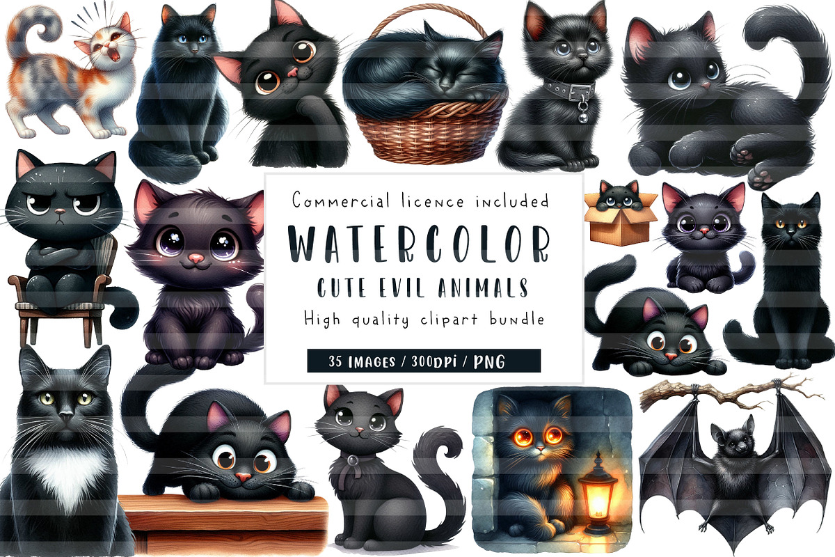 Cute Evil Animals Clipart, an Illustration by CreationArt (Photo 1 of 5)