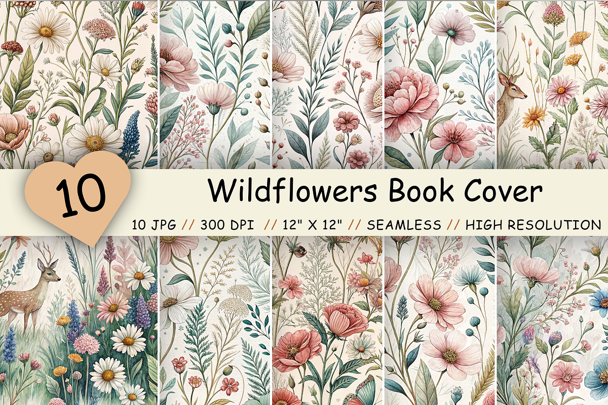 Wildflowers Book Cover Pattern, a Pattern Graphic by FloridPrintables (Photo 1 of 9)