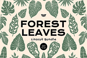 Forest Leaves Linocut Bundle