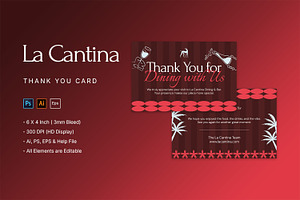 La Cantina - Thank You Card, a Card Template by StreaksideStd
