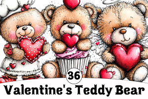 Valentine's Teddy Bear, an Illustration by Design Market