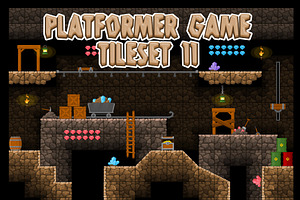 Platformer Game Tile Set 11, an Illustration by pzUH