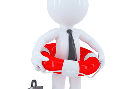 Businessman with a lifebuoy
