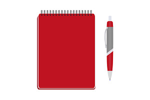 Spiral notepad and ball pen, an Education Illustration by Viktorijareut