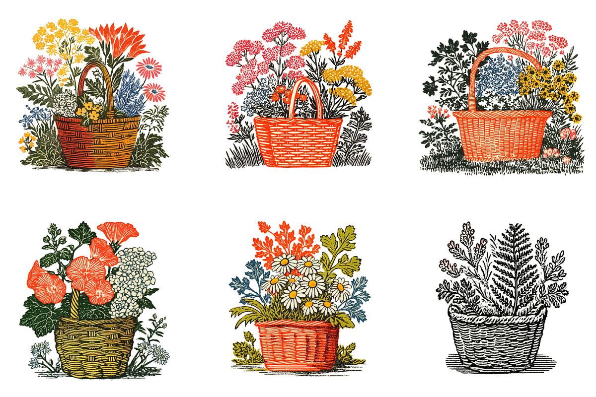 Basket of Wildflowers Clipart Bundle, an Illustration by DreamArtGraphic (Photo 3 of 5)