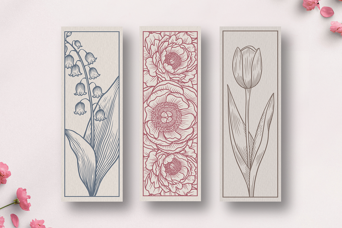 Floral Bookmark Template Bundle, a Stationery Template by Kusumaillustration (Photo 2 of 11)