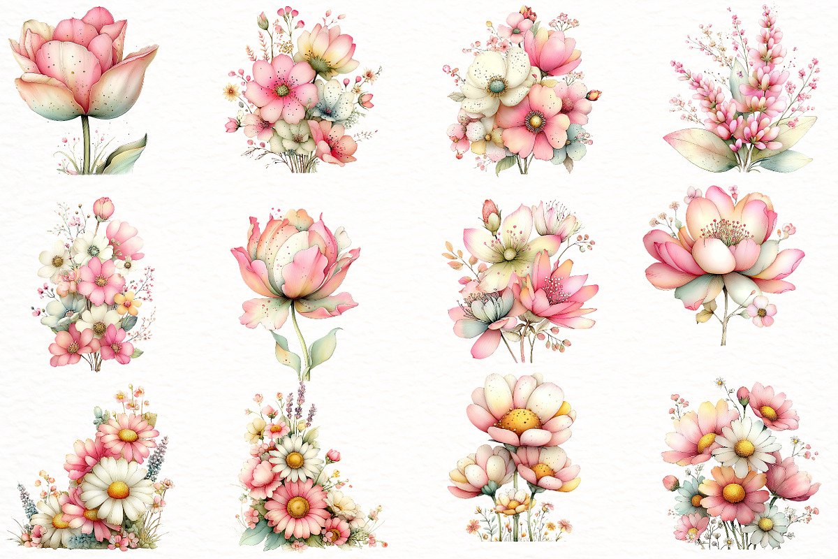 Whimsical pink Summer flower clipart, an Illustration by Designworld (Photo 4 of 7)