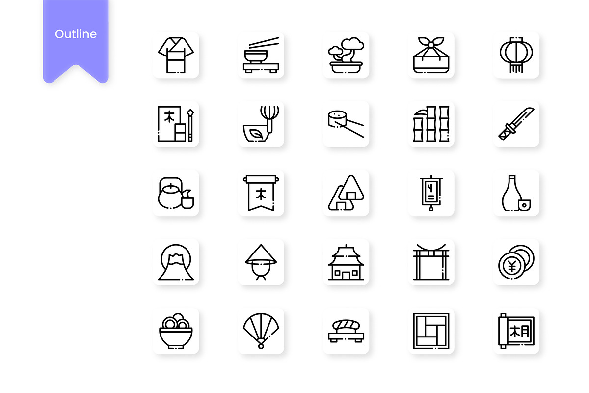 Japanese culture Icons, a Duotone Icon by HacaStudio (Photo 2 of 3)