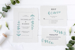 Eucalyptus Wedding Invitation Suite, an Invitation Template by Azka Creative