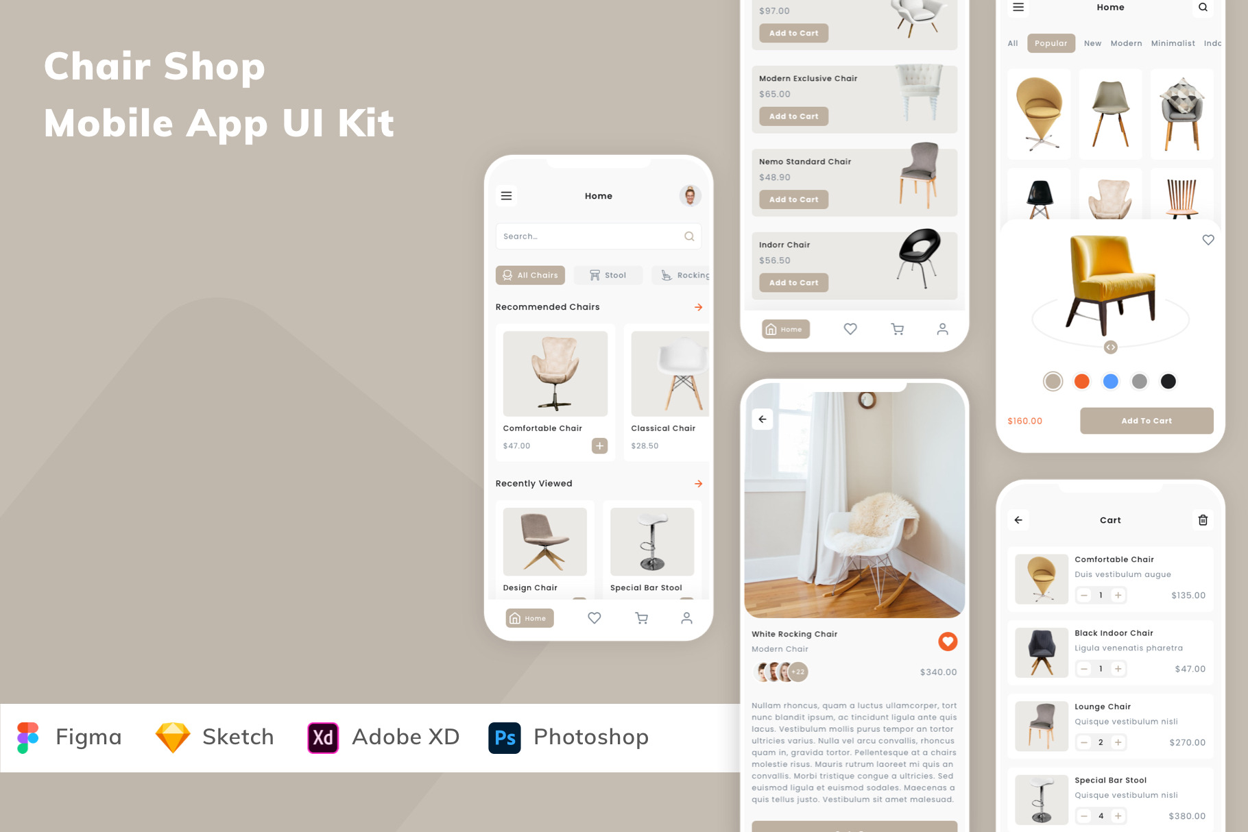 Chair Shop Mobile App UI Kit, an UI Kit Template by Betush