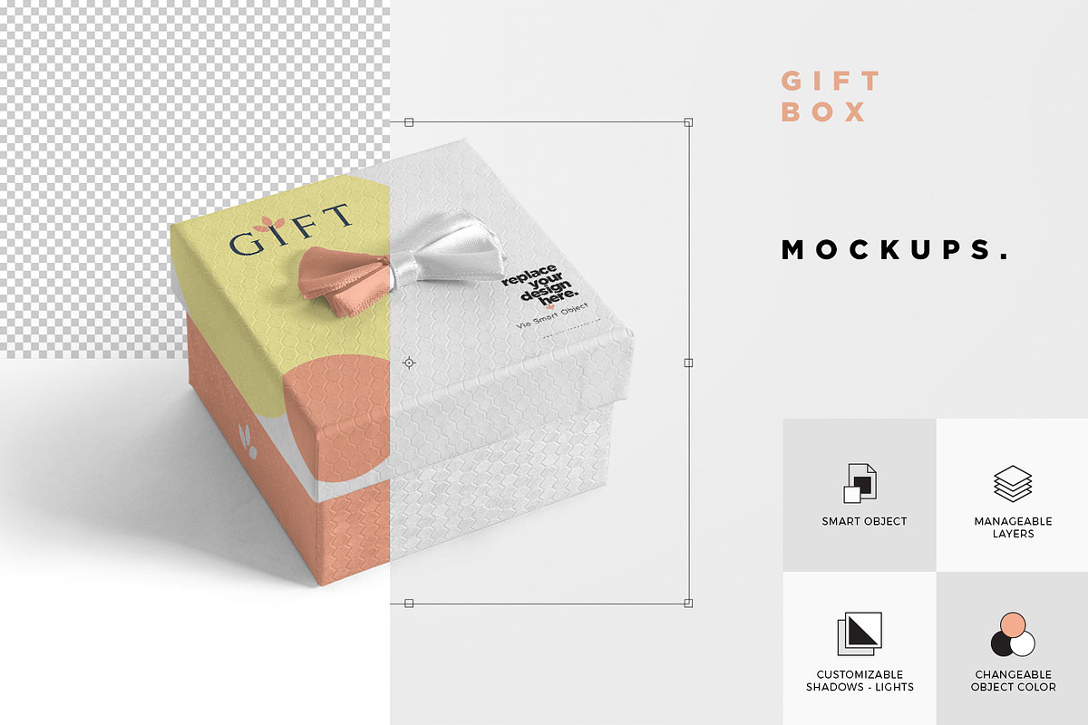 Square Gift Box Mockups, a Packaging Mockup by GfxFoundry (Photo 7 of 7)