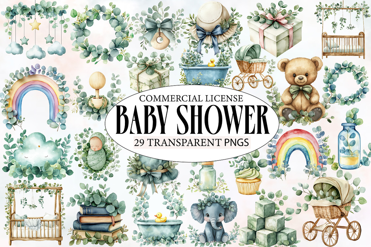 Baby Shower Clipart Bundle, an Illustration by Designworld (Photo 1 of 5)