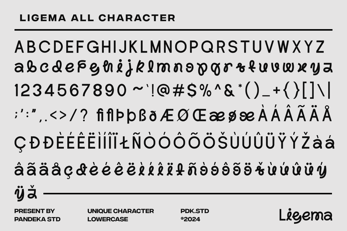 Ligema - Experimental Unique Sans, a Sans Serif Font by Pandeka Studio (Photo 10 of 11)