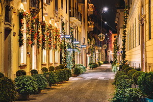 Christmas in milan's streets stock photo containing architecture and balls