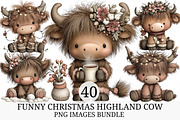 Cute & Funny Christmas Highland Cow, an Illustration by Craft Nest (Thumbnail 1 of 11)