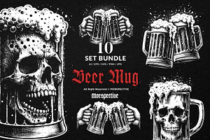 10 Bundle Dark Art Beer Mug Skull, an Illustration by Morspective