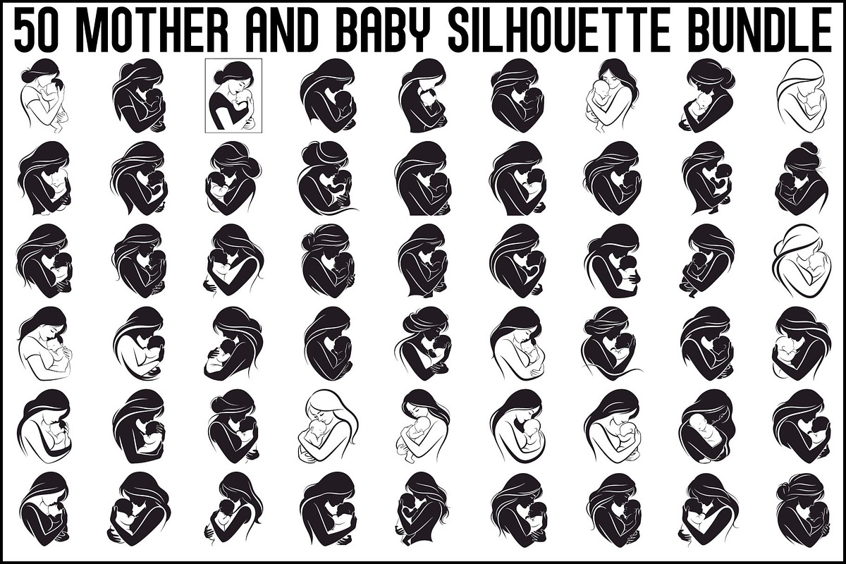 50 Mother and Baby Silhouette Bundle, an Illustration by Creativeshirt (Photo 1 of 48)