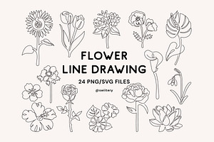 Flower Line Art - Swiitery