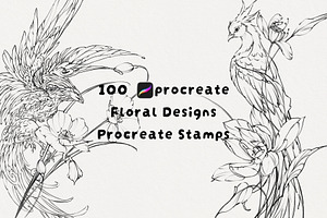 Procreate Phoenix stamps with flower