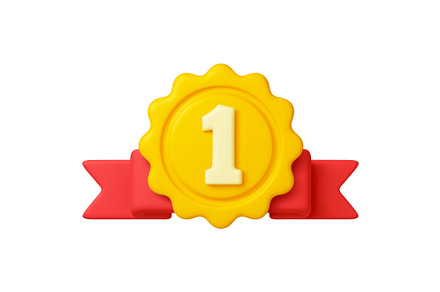 Golden insignia 3d icon. Isolated