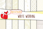 White Wedding Digital Paper Pack, a Background Graphic by Foxy Digital Paper (Thumbnail 1 of 2)