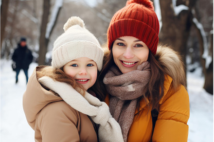 Happy mother and daughter smiling in, a Nature Photo by Ylivdesign
