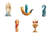 Candle Vector Clipart Set, a Decorative Illustration by InkyQueenArt (Thumbnail 4 of 5)