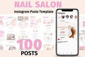 Nail Social Media Posts Templates, a Templates & Theme by GraphiCarola