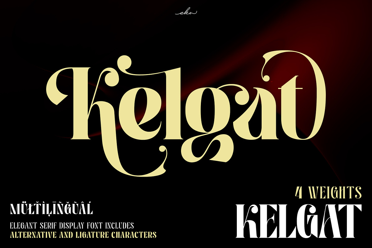 Kelgat — Elegant Serif Display Font, a Serif Font by Ekahermawan (Photo 1 of 12)
