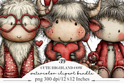 Valentine Cute Highland Cow Clipart, an Illustration by Designking (Thumbnail 1 of 5)