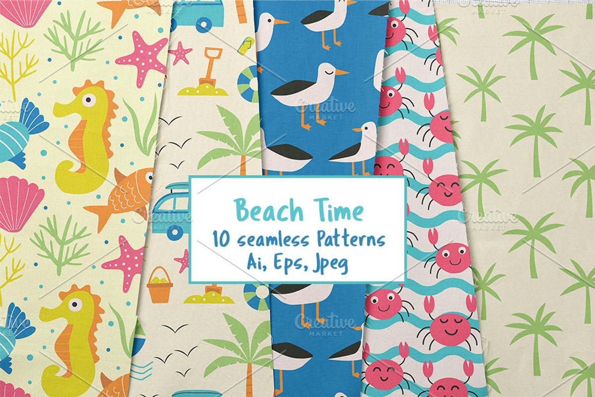 Beach Summer 10 Seamless Patterns, a Pattern Graphic by Yasmine Patterns (Photo 1 of 8)