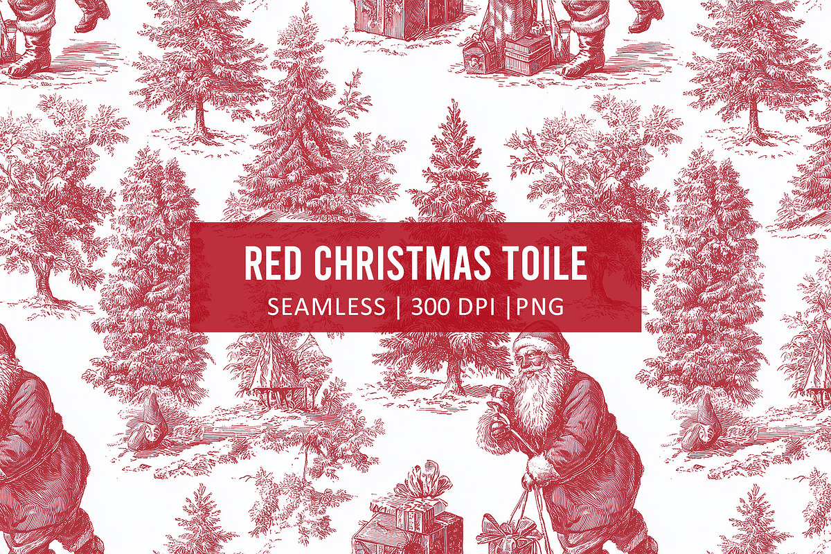 RED CHRISTMAS TOILE Seamless Pattern, a Pattern Graphic by AYAKA Studio Co. (Photo 1 of 6)