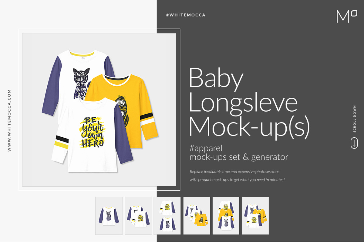 Baby Longsleeve Mock-ups Set, a Shirt Mockup by Mocca Mockups Store (Photo 1 of 2)