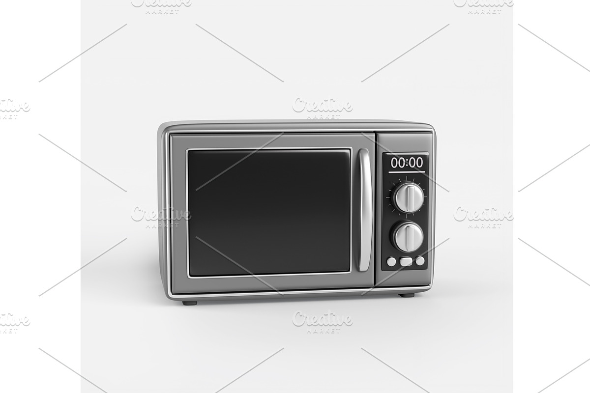 3d microwave oven stainless steel, a Technology Illustration by Marozhkastudio
