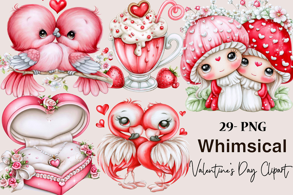 Whimsical Cute Valentine Clipart Bun, a Seasonal Illustration by SVGArt (Photo 1 of 5)