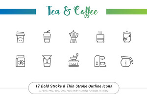 17 Tea&Coffee Outline Stroke Icons