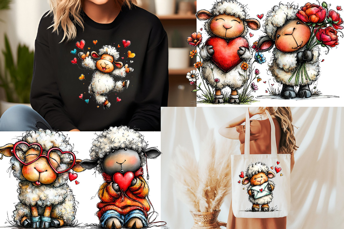 Funny Valentine Sheep Clipart, an Illustration by Designworld (Photo 4 of 6)