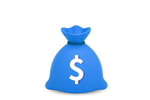 3D Money Bag Icon with Dollar Symbol, a Finance Illustration by ModVector