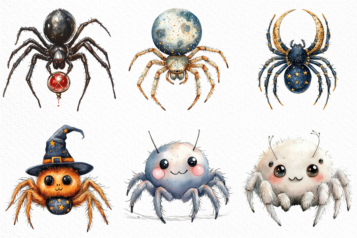 Watercolor Halloween Spider Clipart, an Illustration by Craft Nest (Photo 5 of 6)