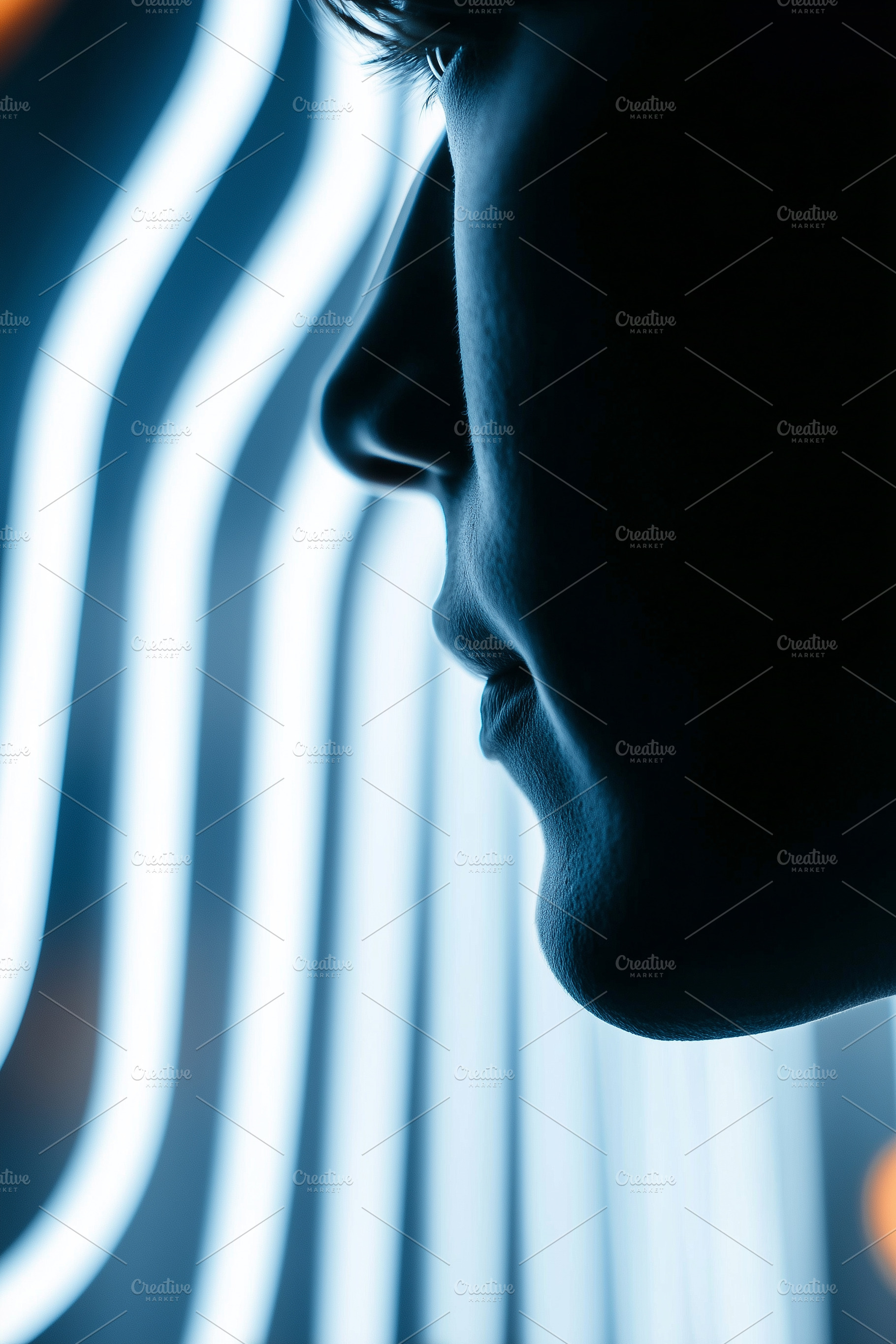 Silhouette of human face illuminated, a Person Photo by MistyDay