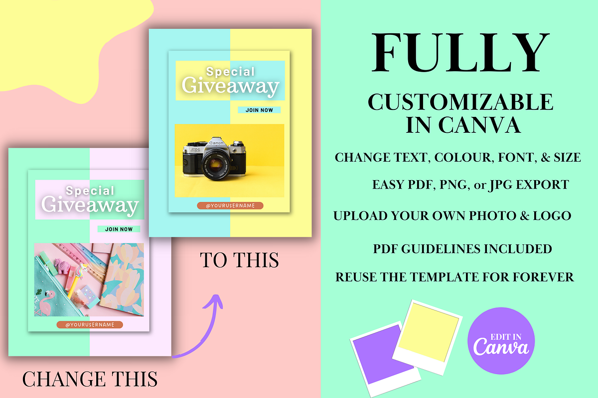 50 Instagram Post Templates Pastel, a Social Media Template by Daily Creative (Photo 4 of 5)