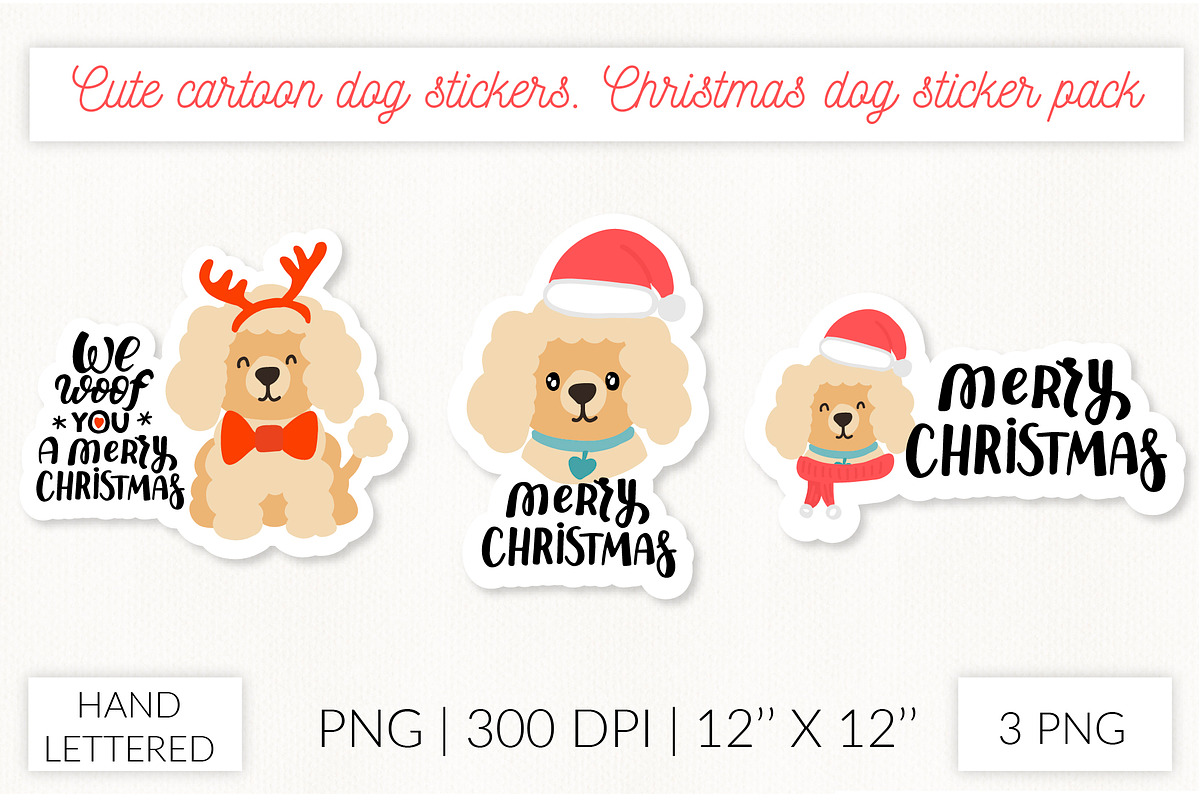 Cute dog stickers. Puppy Christmas, an Object Graphic by Let's Art (Photo 21 of 24)